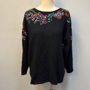Vintage B. Diffusion silk, rabbit hair, and lambs wool embellished top sz M